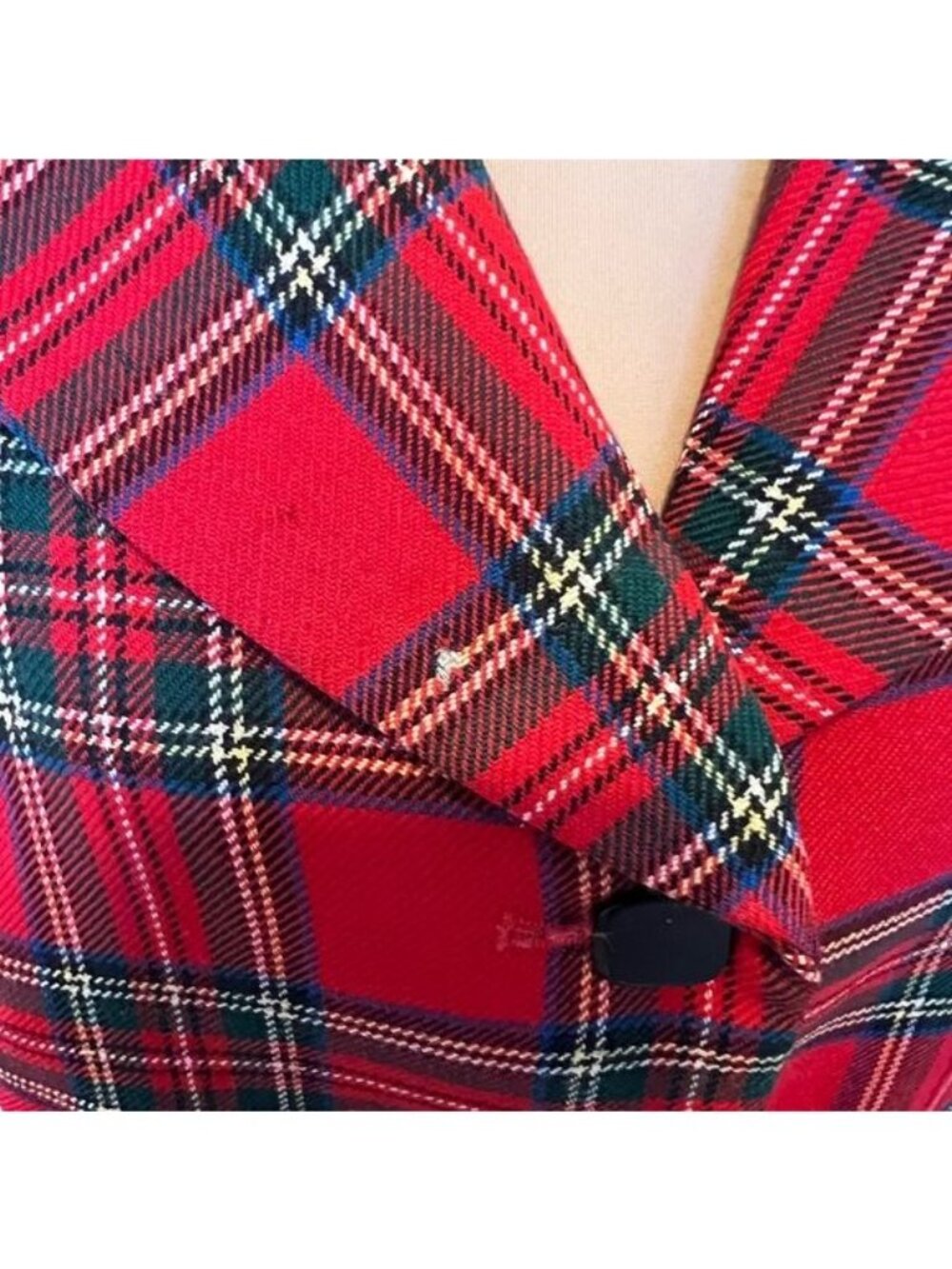 Pendleton Royal Stewart Plaid Tartan Red Blazer Size 16 Petite Wool Vintage - Picture 12 of 12
